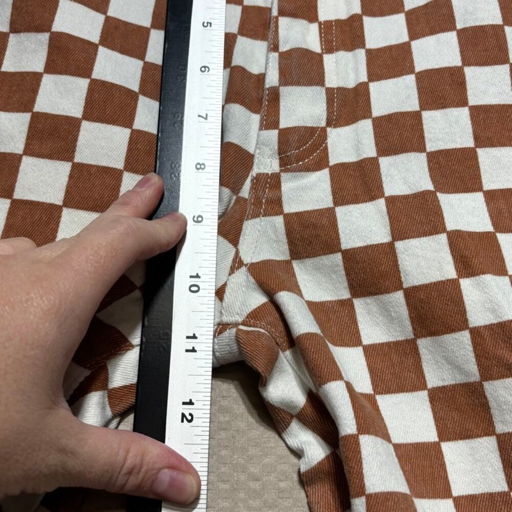 Blue B Collection Checkerboard Bell Bottom Jeans Women's Small Brown White Flare - Picture 5 of 8